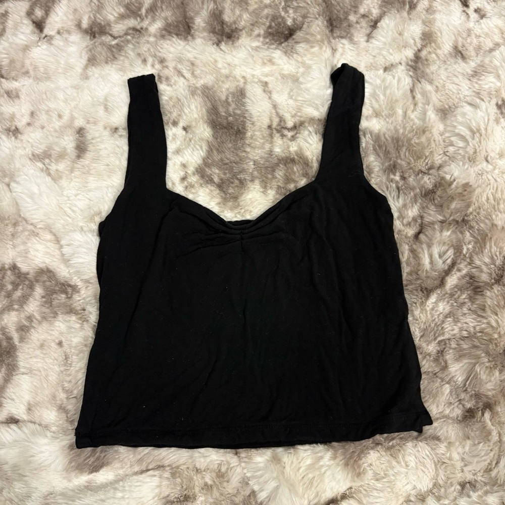 White Fox Basic Black Women's Crop Top Slit Sides Sz M